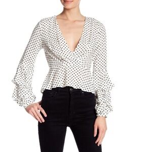 ASTR the Label Surplice V-Neck Print Blouse